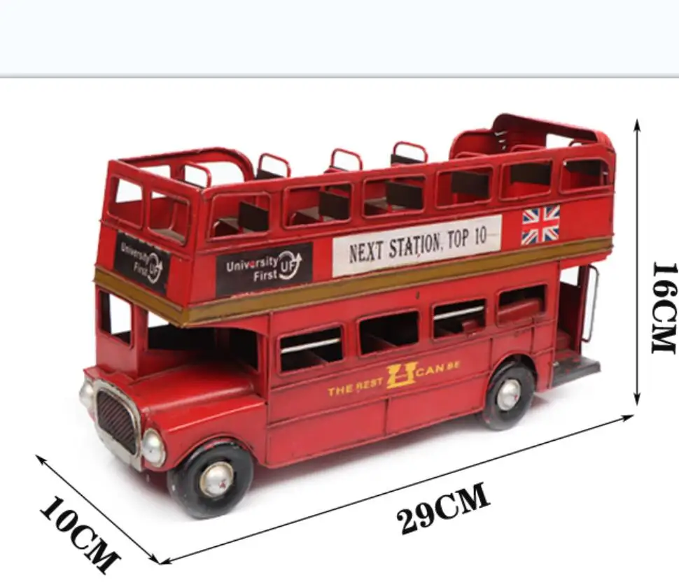 Tour Bus 1:32 Diecast Model iron Bus Metal handmade High Simulation London Open Air Bus Cars Lights Toys Vehicles For Kids Gifts