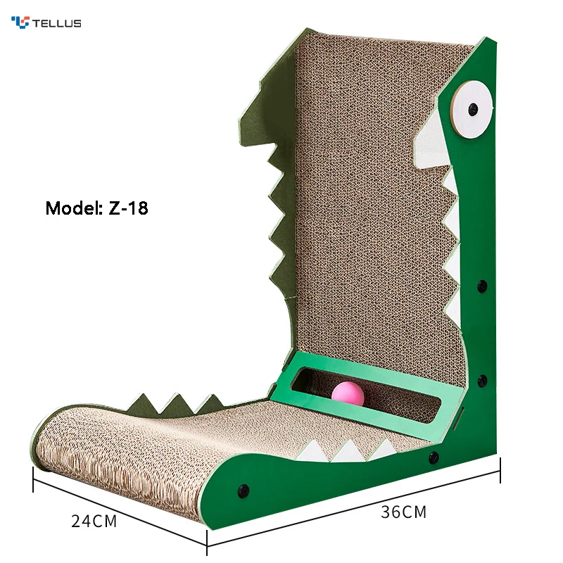 Custom Corrugated Paper Vertical L-Shaped Cat Scratch Board Mint Grinding Claw Scratch Resistant Pet Product with Ball Toy
