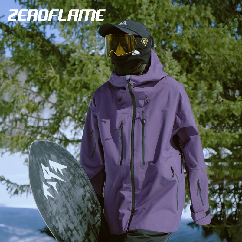 ZERO FLAME Hard Shell 3L Ski Clothes Unisex Oversize Loose New Skiing Snowboarding Climbing Couple Fashion Jacket