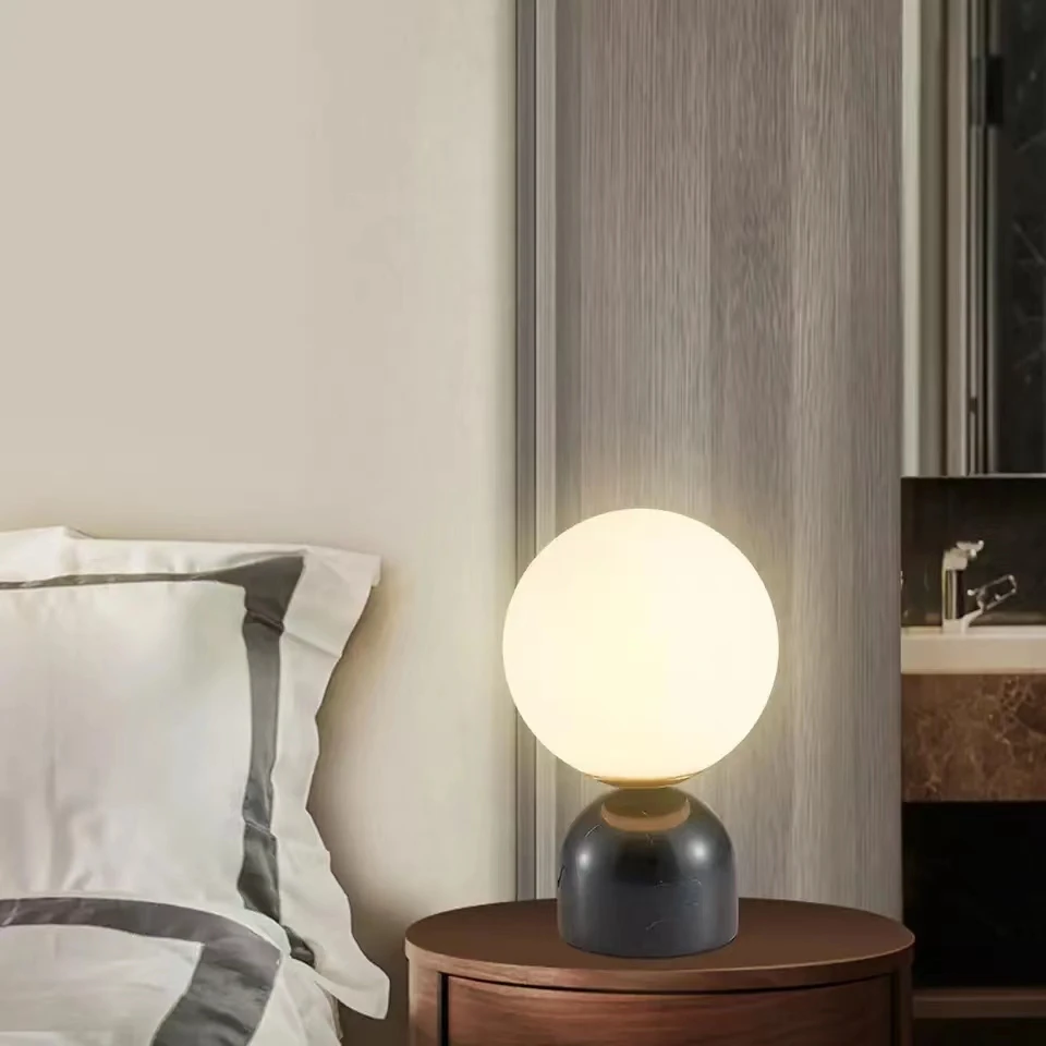 Nordic Marble Table Lamp LED Night Light for Living Room Cafe Ornament