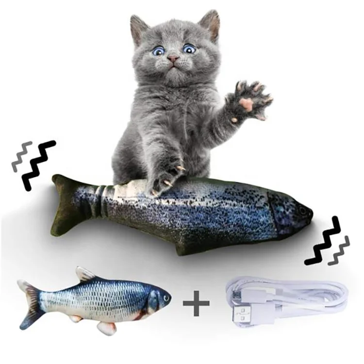 Realistic Plush Pet Simulation Electric Fish Funny Interactive Smart Automatic Fish Cat Toy