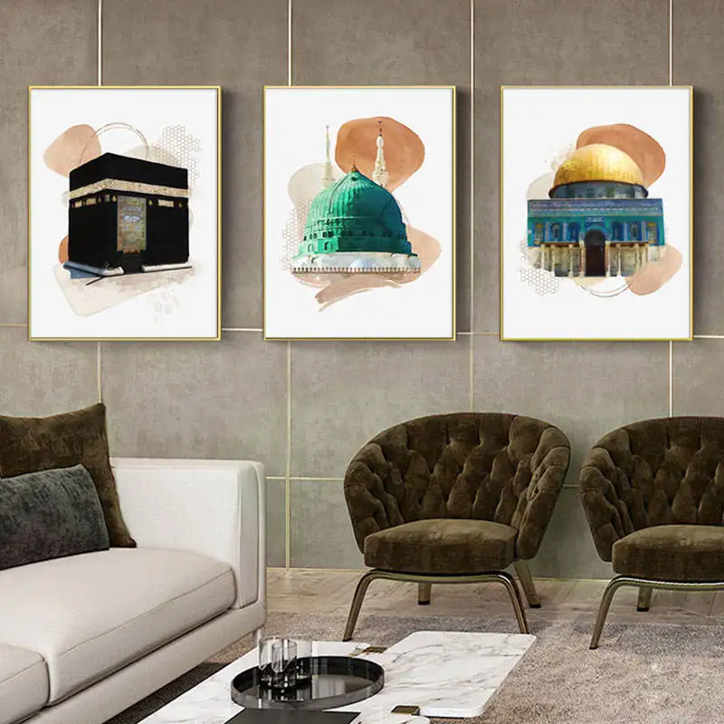 Tailai  Gold White Marble IslamicGold framed canvas prints islamic calligraphy paintings islamic art Decorative paintings