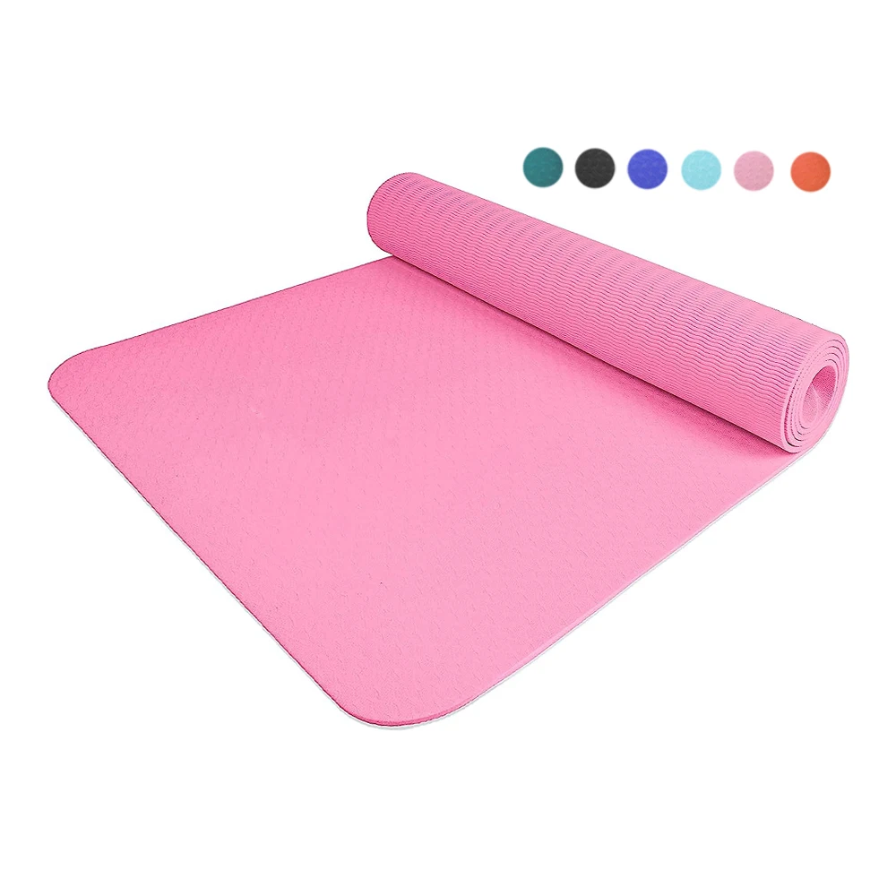 Custom Logo 1/4 Inch Extra Thick Single-color TPE Yoga Mat Exercise Mat Non-slip Large 183cm Thick 6mm Yoga mats For Workout