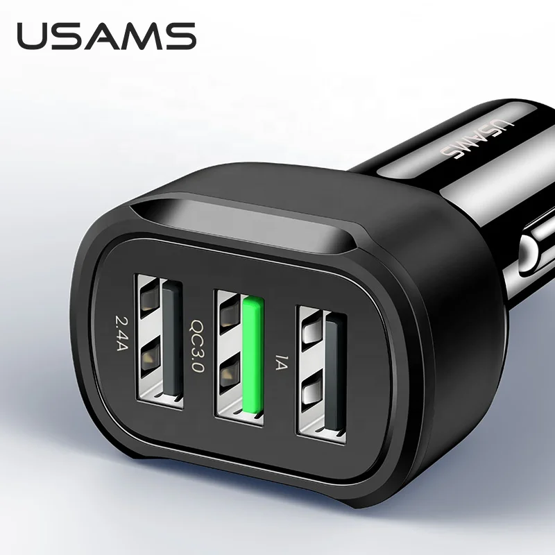 2020 USAMS US-CC100-1 C17 3USB зарядка автомобильное зарядное устройство QC3.0 быстрое для мобильного телефона