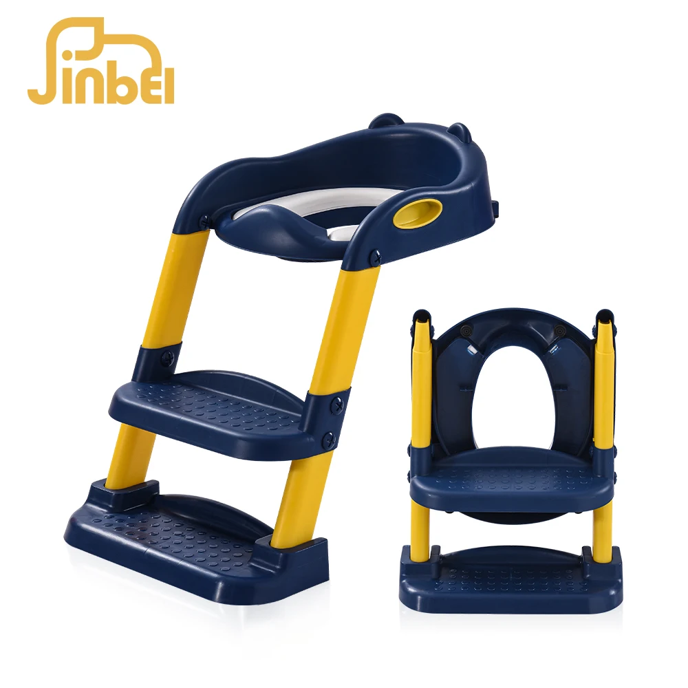 Портативные белые пластиковые детские складные туалетные сиденья с лестницей