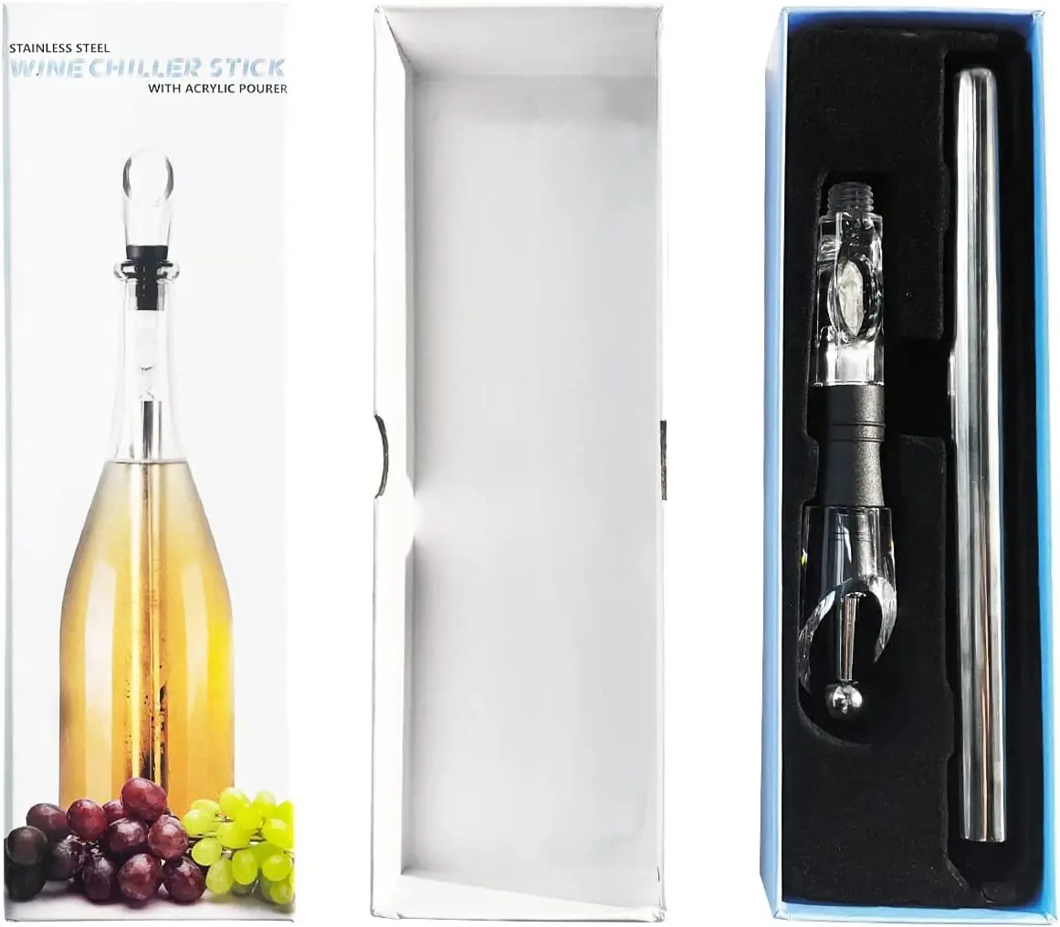 Wine Chiller Stick 3-in-1 Stainless Steel Wine Bottle Cooler Stick Rapid Iceless Stainless Steel Wine Bottle Chiller