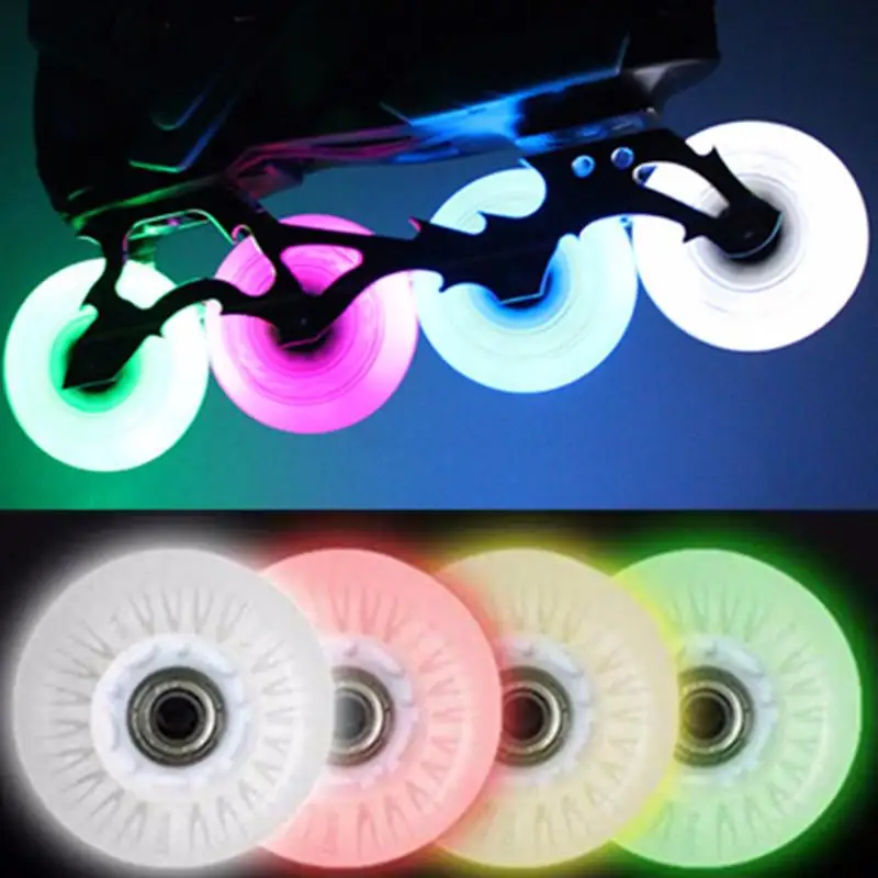 LED Lighting Inline Skates Wheels 64 68 70 72 76 80mm 90A Roller Skating Flashing Tires Roller