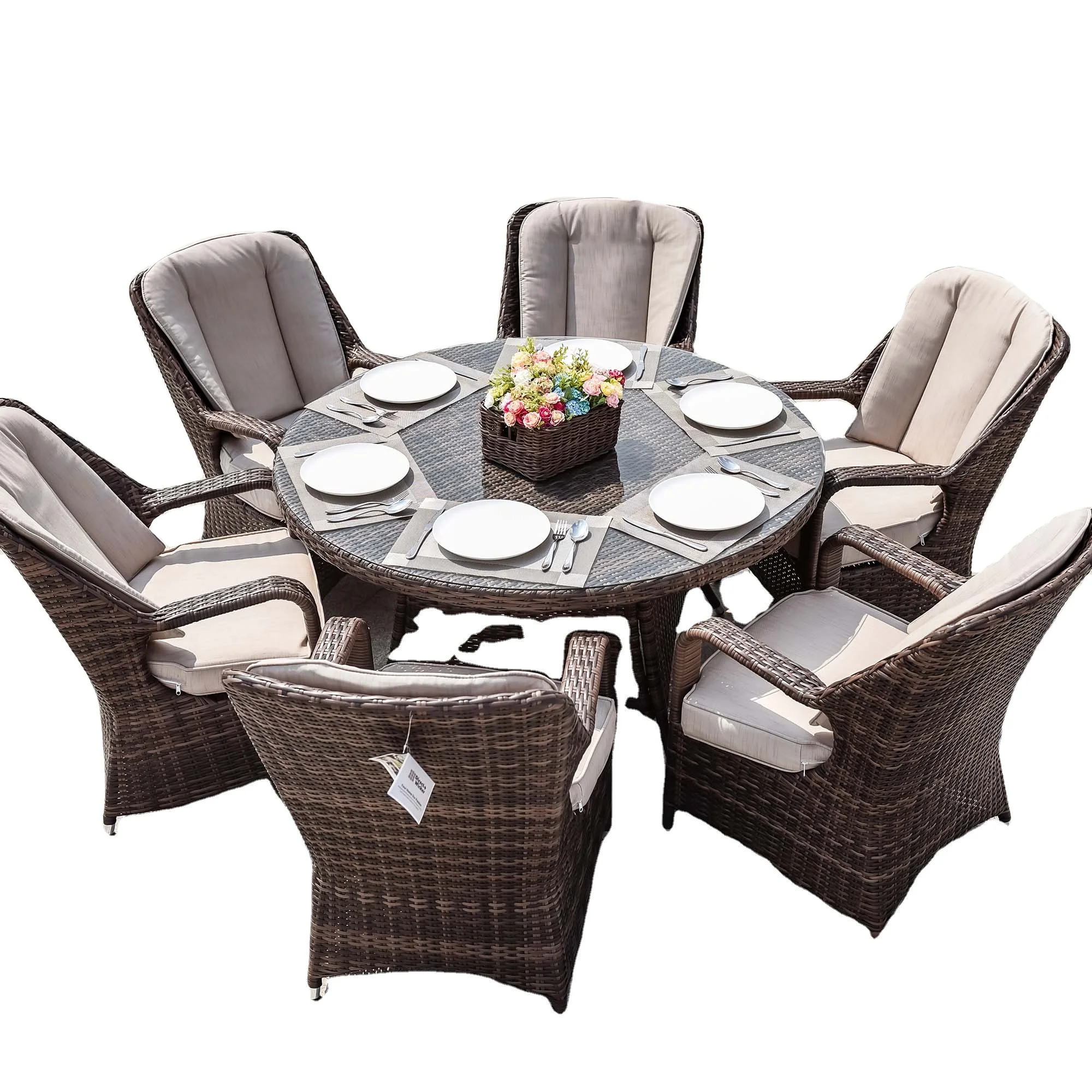 Hot Sales Aluminum Frame And Wicker Outdoor Aluminum Frame Patio Rattan Dining Setfurniture Dining Set