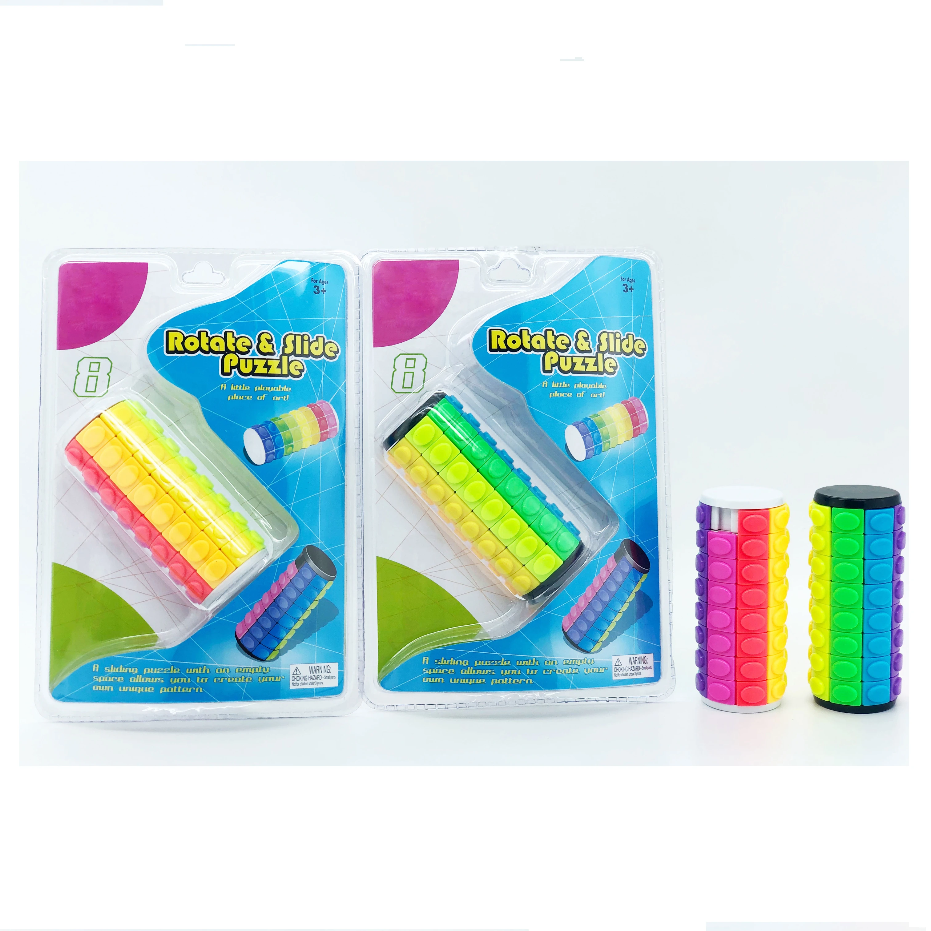 brain teaser game rainbow color 8 layers rotate sliding cube puzzle toy