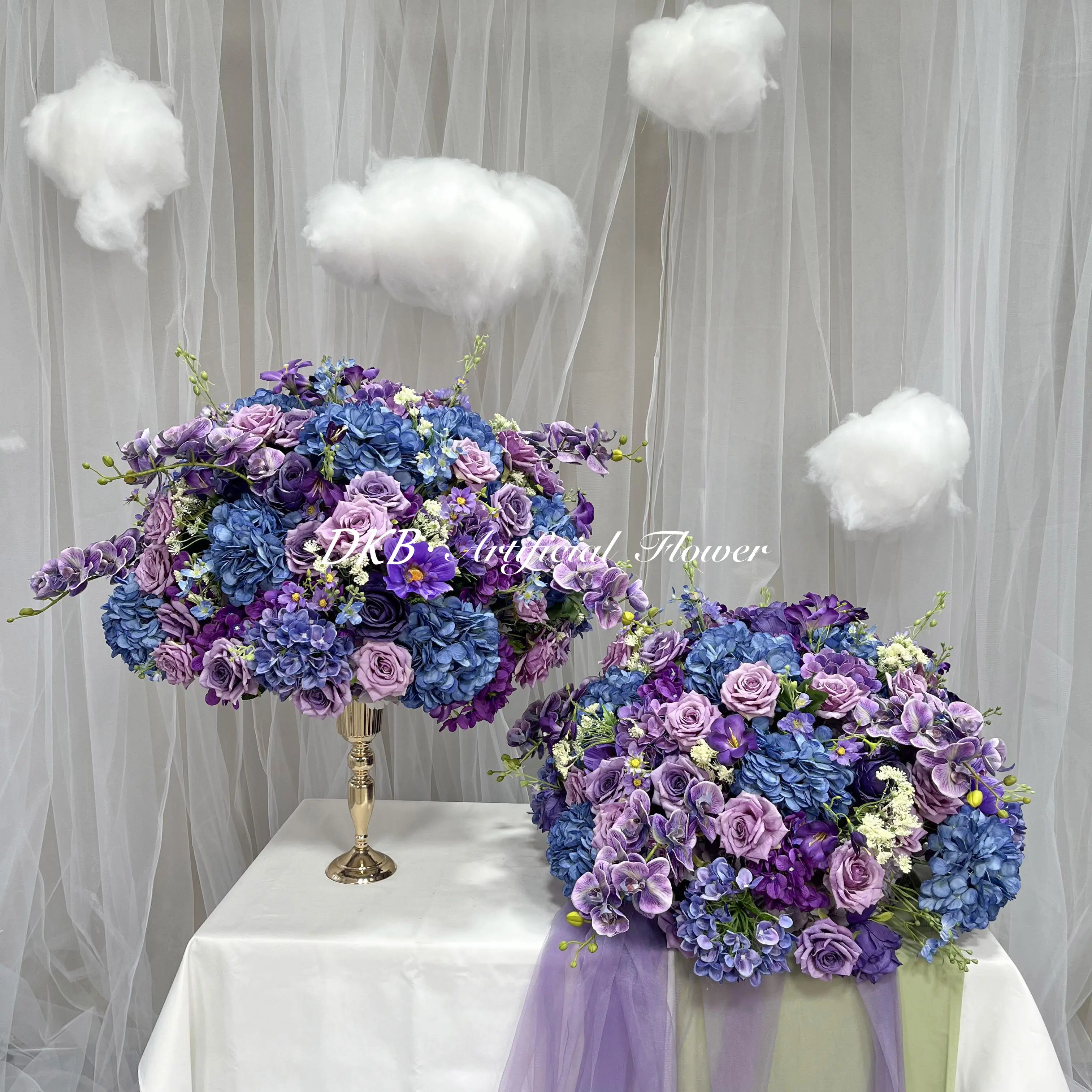 DKB high quality silk flower ball large silk purple rose hydrangea flower ball wedding centerpieces