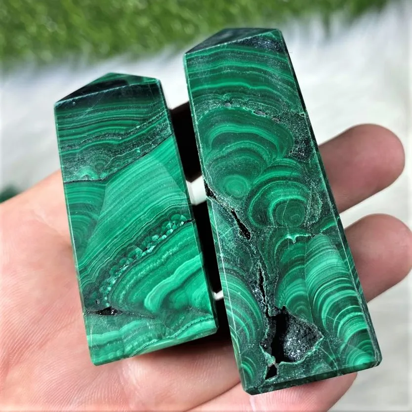 
Wholesale healing natural crystal stone tower new product Malachite green point for decoration 