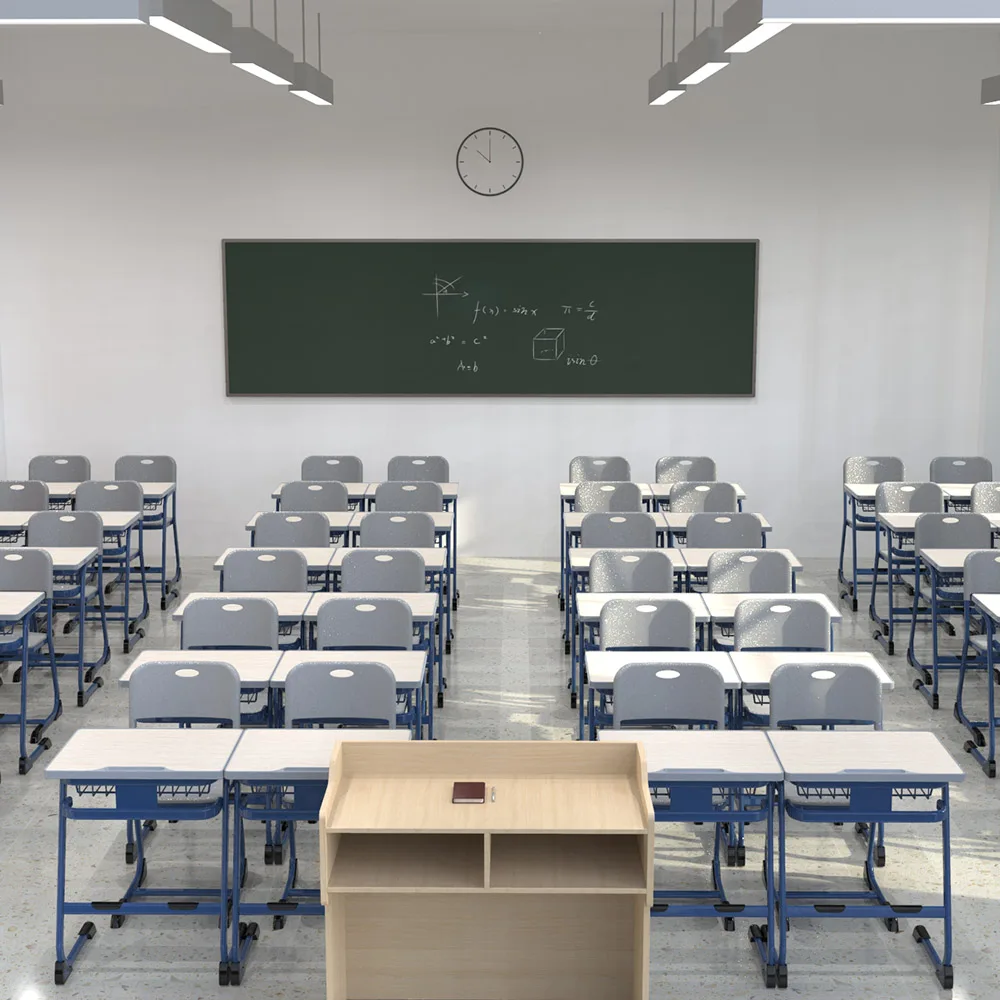 School Furniture Price Suppliers Single school chairs and table with height adjustable with MDF top for student used