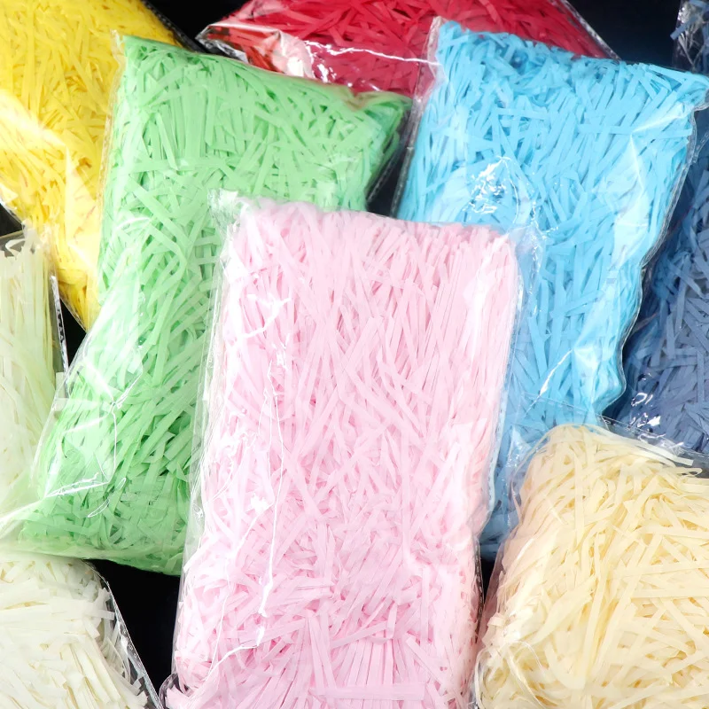 Wholesale Colorful Raffia Shred Paper Gift Box Filling Confetti Decorative Crinkle Cut Tissue Paper