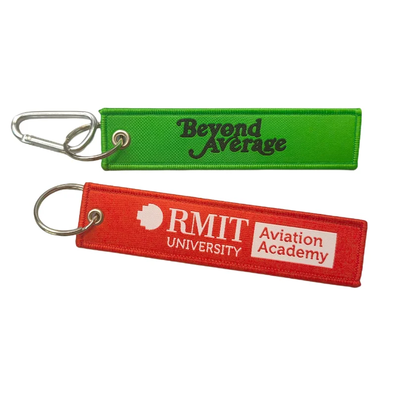 High Quality Plastic Embroidery Key Chains  Customized Promotional Cute Metal Woven Fabric Key Chain For Car