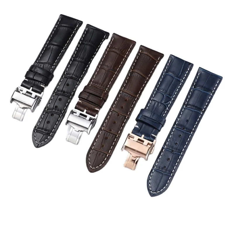 Longs Watchband Suitable for Craftsman Moon Phase Comcast Gorgeous Genuine Leather Butterfly Buckle Original Watch Band