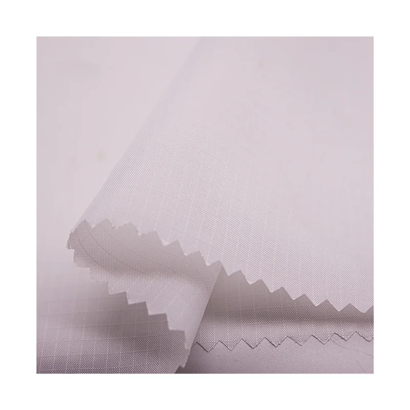 0.5 x 0.5 cm grid 75den polyester white ripstop taffeta plaid fabric for pouch tent