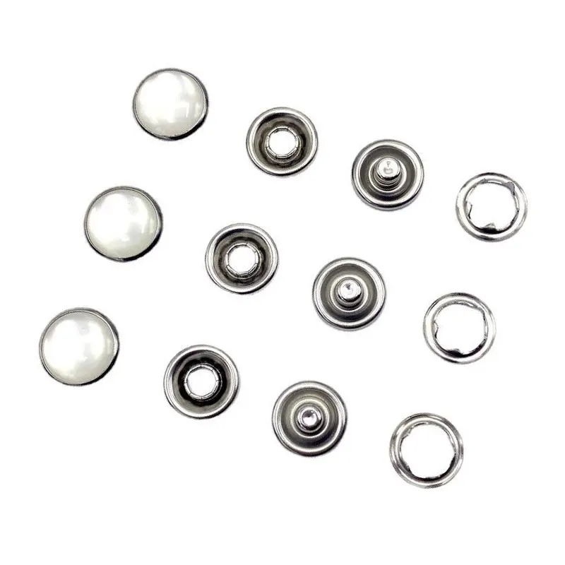 Custom Logo Colors Metal Copper Alloy Snap Button  Pearl Prong Ring Snap Design Button For Cloth Accessories