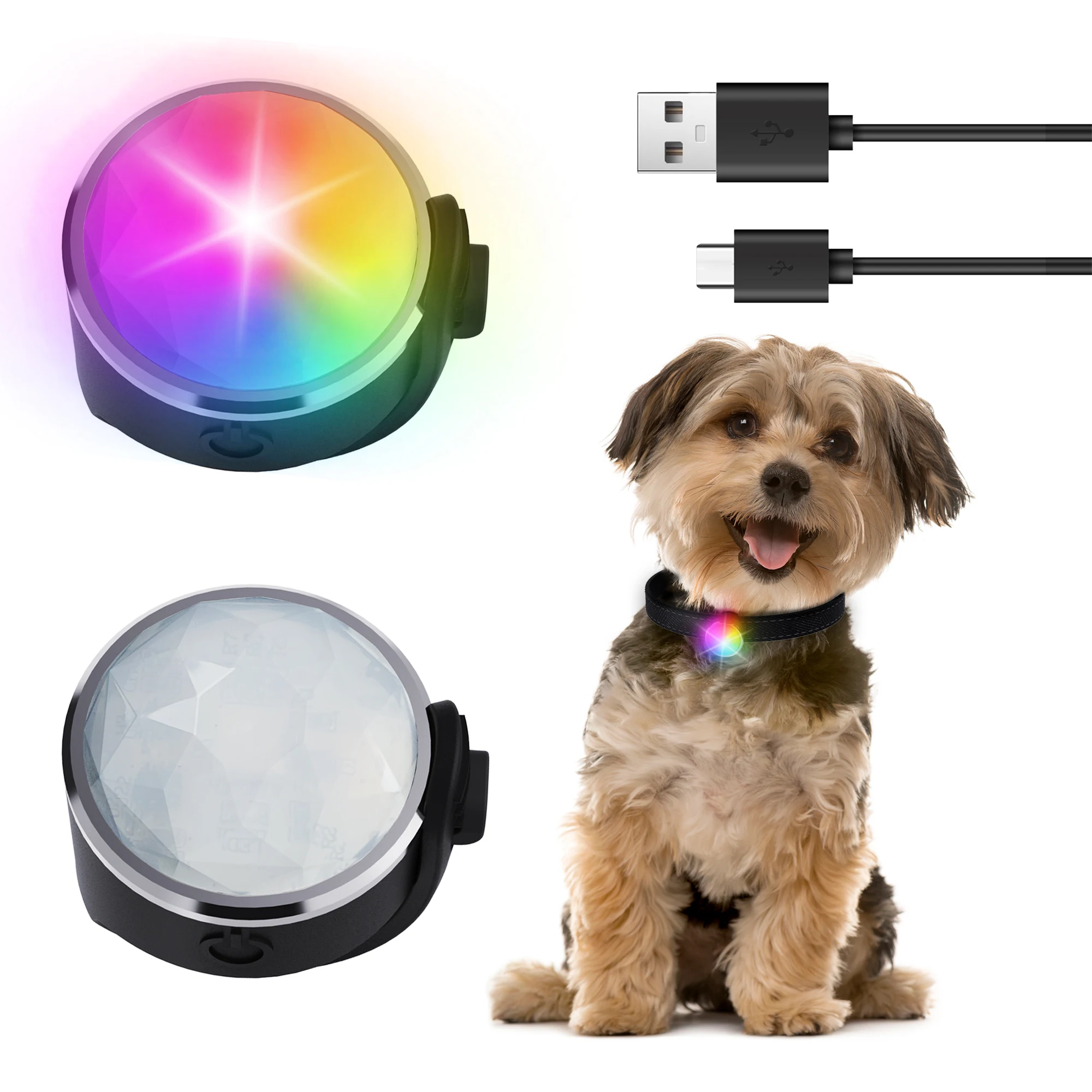 UMIONE USB Rechargeable Clip-on Safety Dog Light Luminous Pet Accessories Pendant LED Waterproof IPX5 Walking Dog Collar Light