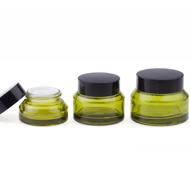 Cosmetic Jars Pot Bottles Case Empty Makeup Face Cream Lip Balm Storage Container Green Refillable Glass Skin Care Cream Black