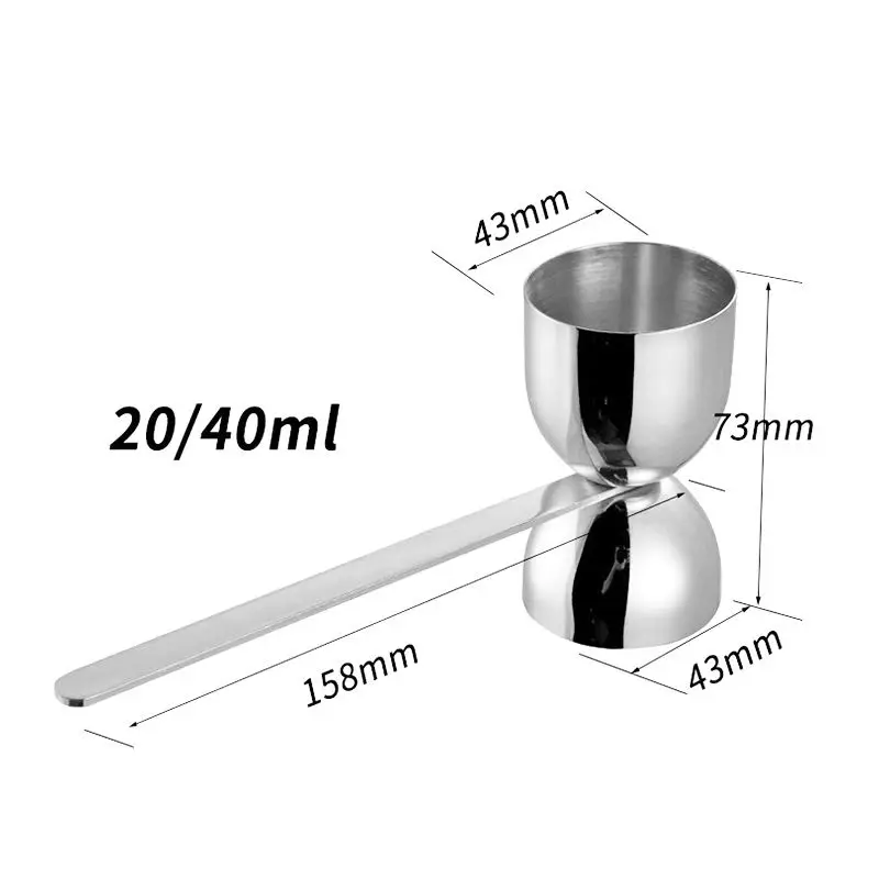 QZQ Double Spirit Measuring Cup Japanese Long Handle Whisky Gin Rum Vodka Stainless Steel Metal Bar Cocktail Jigger