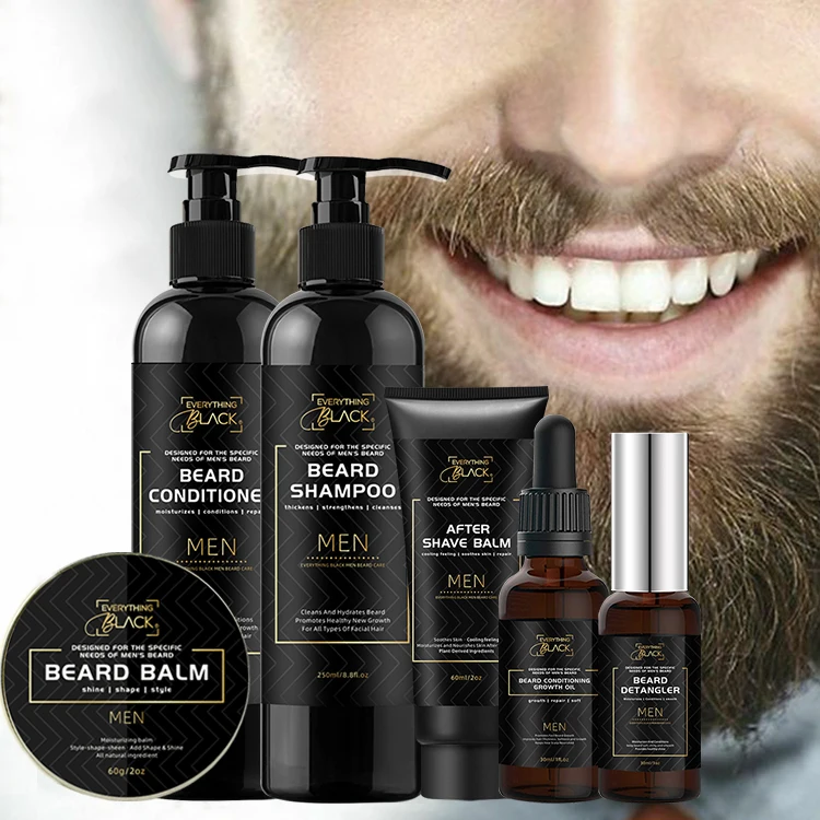 Custom logo Men Beard Growth Grooming Kit Beard Care Private Label Beard Wash Shampoo and Conditioner