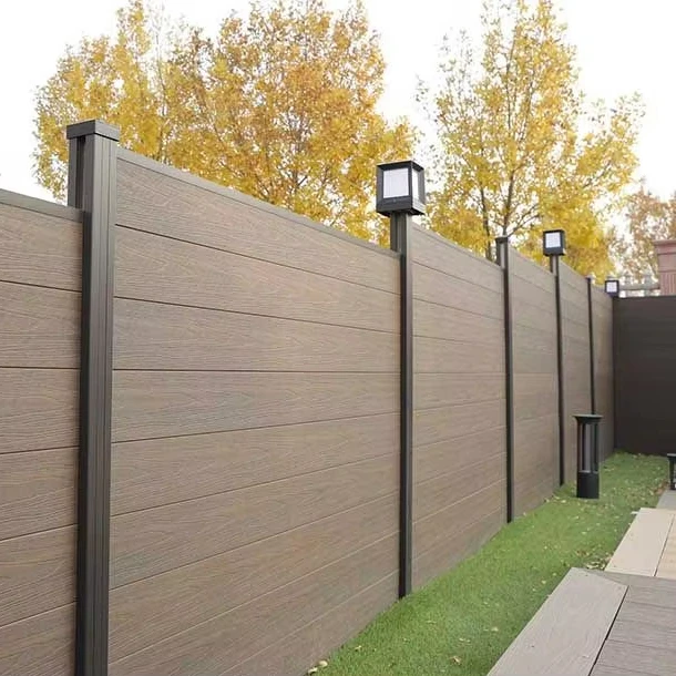 Wood Plastic Composite Laser Cut Fence Aluminum Post Decoration Privacy Slat Wall WPC Fence Panel Outdoor