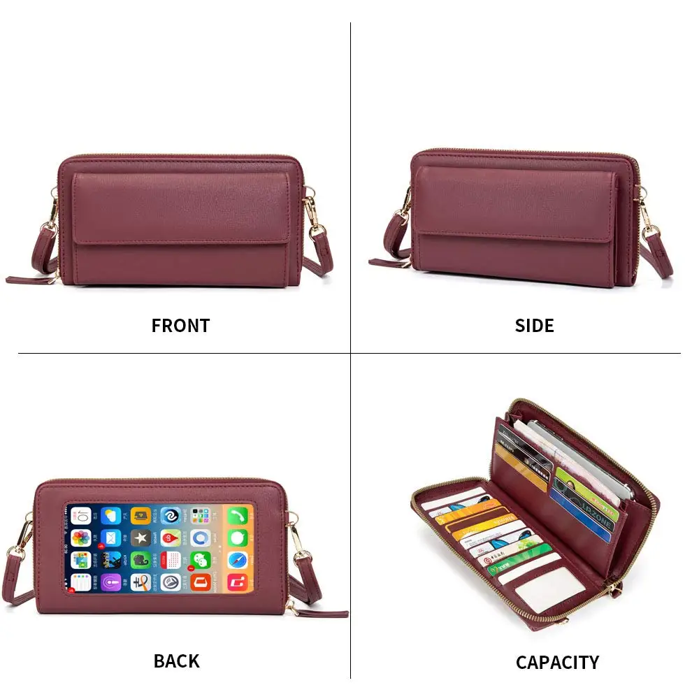 Fashion women wallet Slot Touch Screen lady Small phone Crossbody purse
