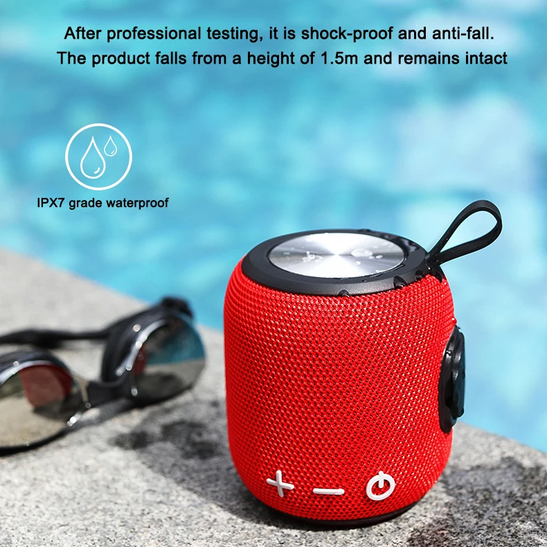 M7 Portable Speakers IPX7 Waterproof Portable Speaker with TWS Wireless for Bike Kayak Pool Beach Outdoor