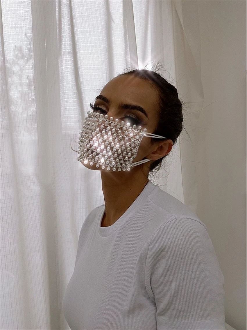 
SKQ-021 2021 Hot Night Club Shiny Luxury Crystal Bling Decor Rhinestone Washable Party Mask Accessories Face Cover for Women Man 