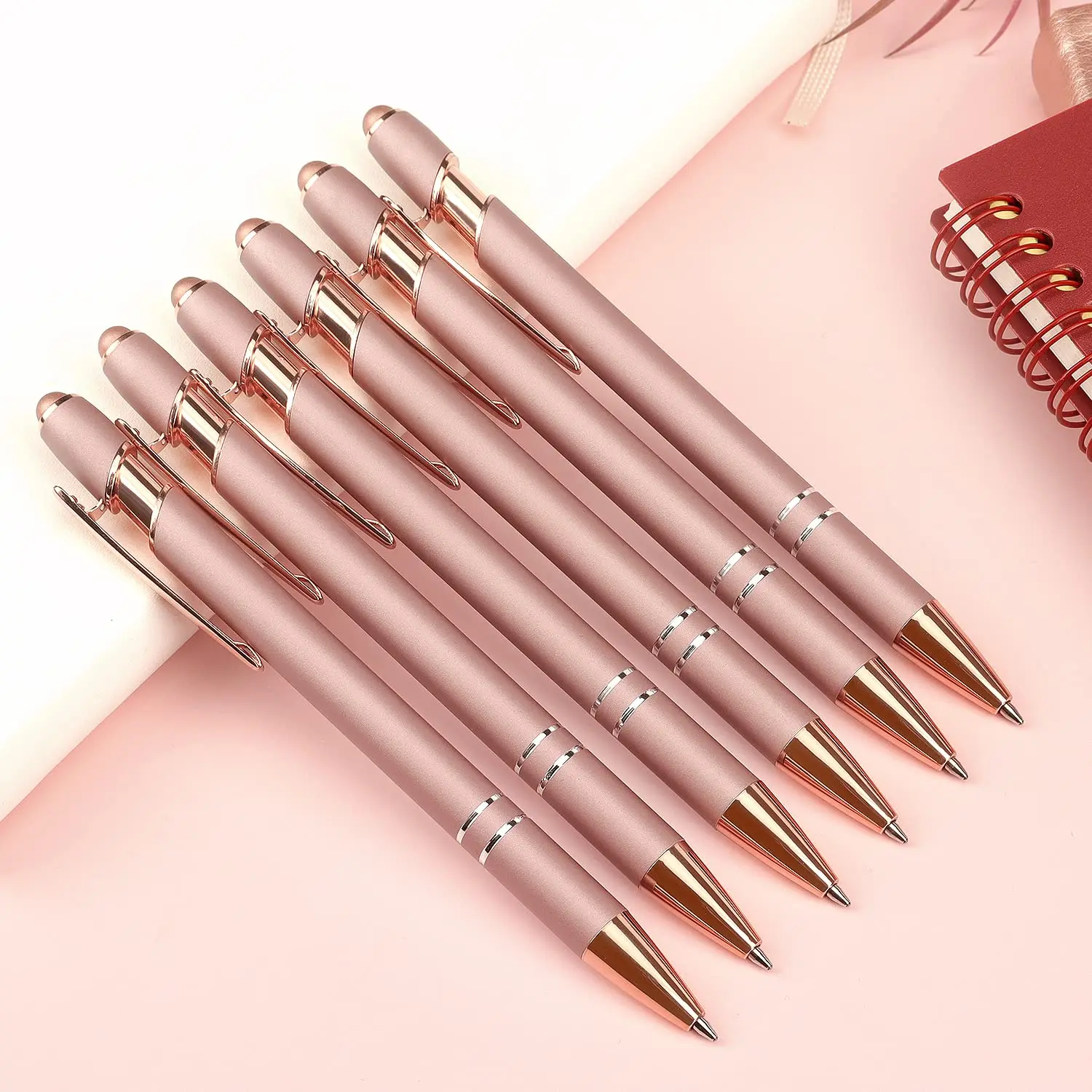 Rose gold 8PCS set custom metal ballpoint pens custom pens with custom logo stationery