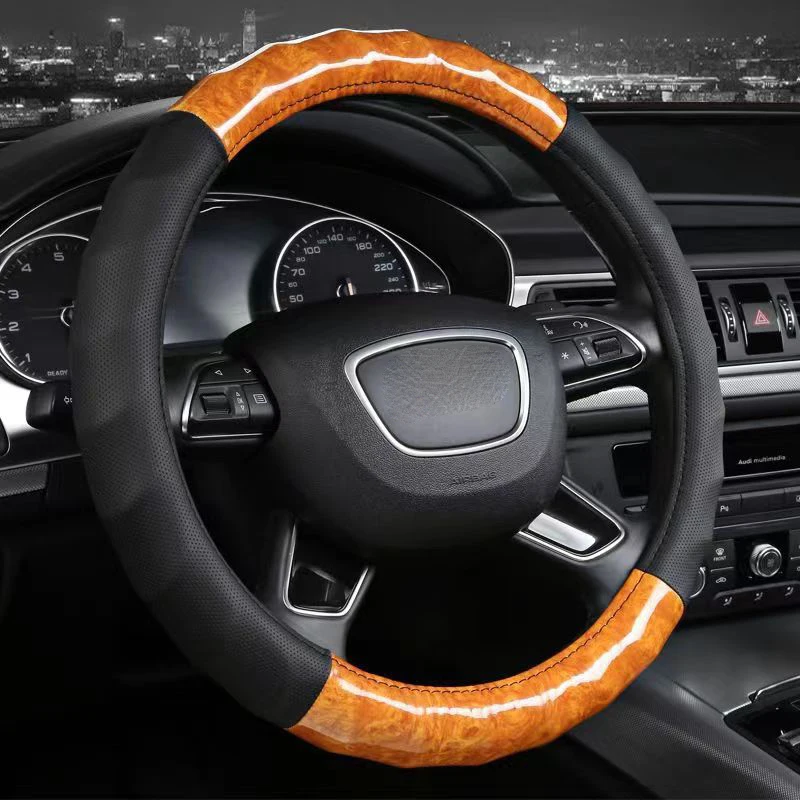2023 Новая модель автомобиля кожаная крышка рулевого колеса 36 см 38 40 42 хорошо подходит всем автомобилям по заводской цене
