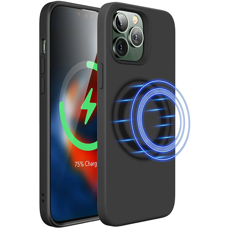 Supported magnetic Liquid Silicone plain universal transparent protection cover case for iphone 13 pro max phone case