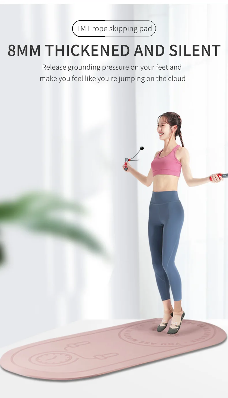  Jump Rope TPE Mat Skipping Floor Workouts for Sports Non Slip Thick High Density to Avoid Sore Knees