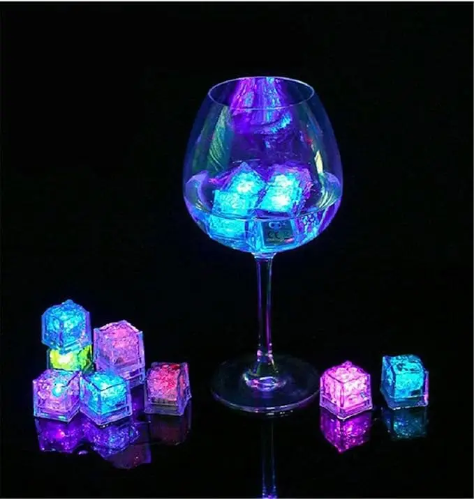 2025Waterproof LED Ice Cubes Flashing Glow in The Dark LED Light up Ice Cubes for Drinks Bar Club Party Wine Wedding Decoration