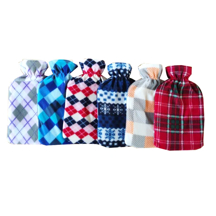 
New Rubber Portable Hot Water Bottle Hot Water Bag with Flannel Cover 