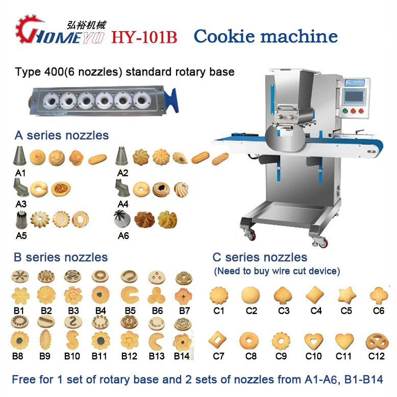 Multifunctional Conveyor Belt Up and Down Cookie Machine Jenny Cookie/Wire Cut Cookie Making Machine