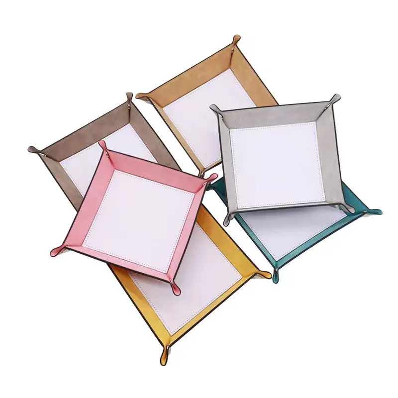 Blanks Sublimation Pu Leather Snap Tray Sublimation Serving Storage Tray 20cm