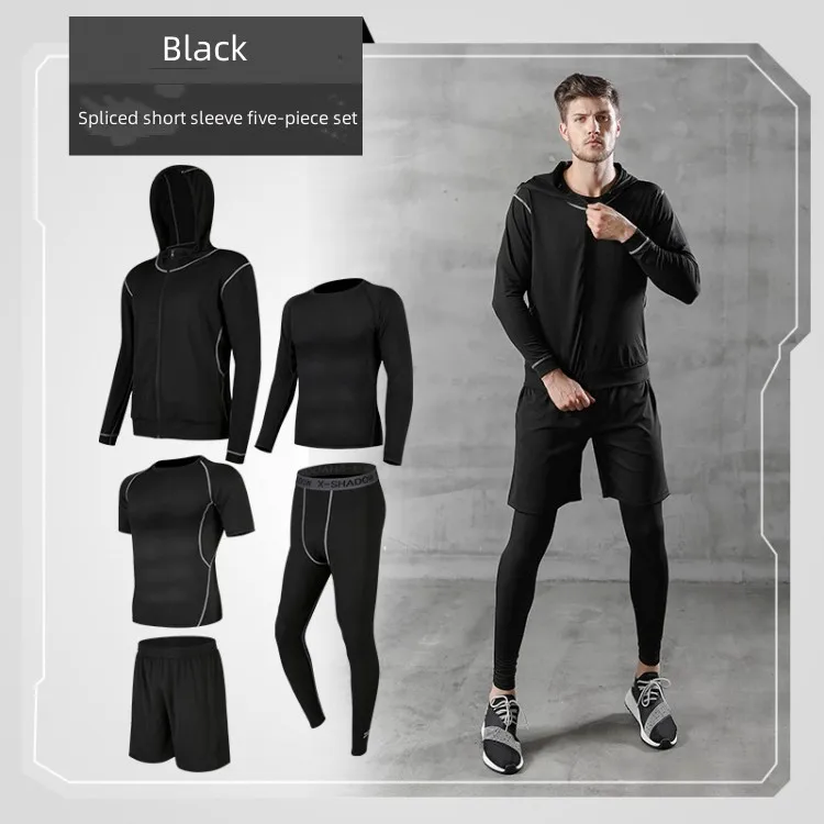 Men Tracksuits Training&Jogging Wear Compression Quick-dry Sportswear Men 5pcs Fitness Custom Gym Clothing 5pcs Set