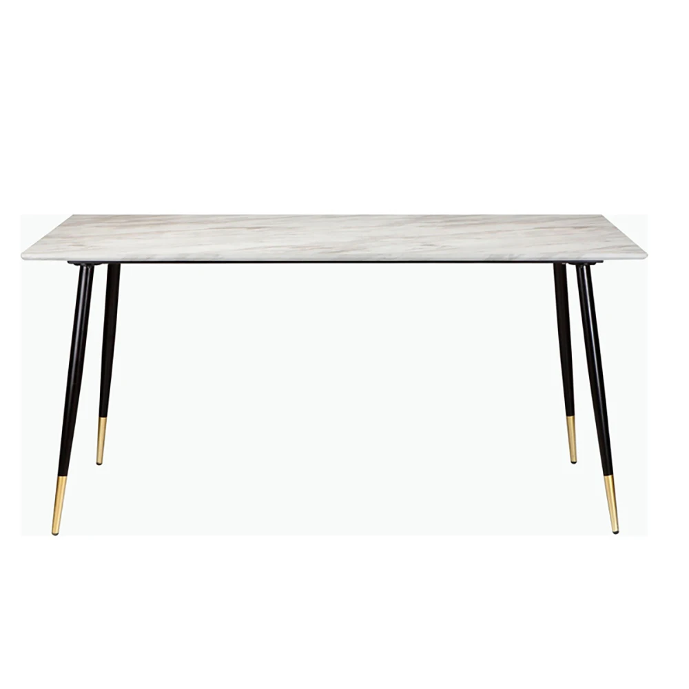Cheap northern european-style stainless steel rectangular villa luxury household tables and chairs marble dining table set