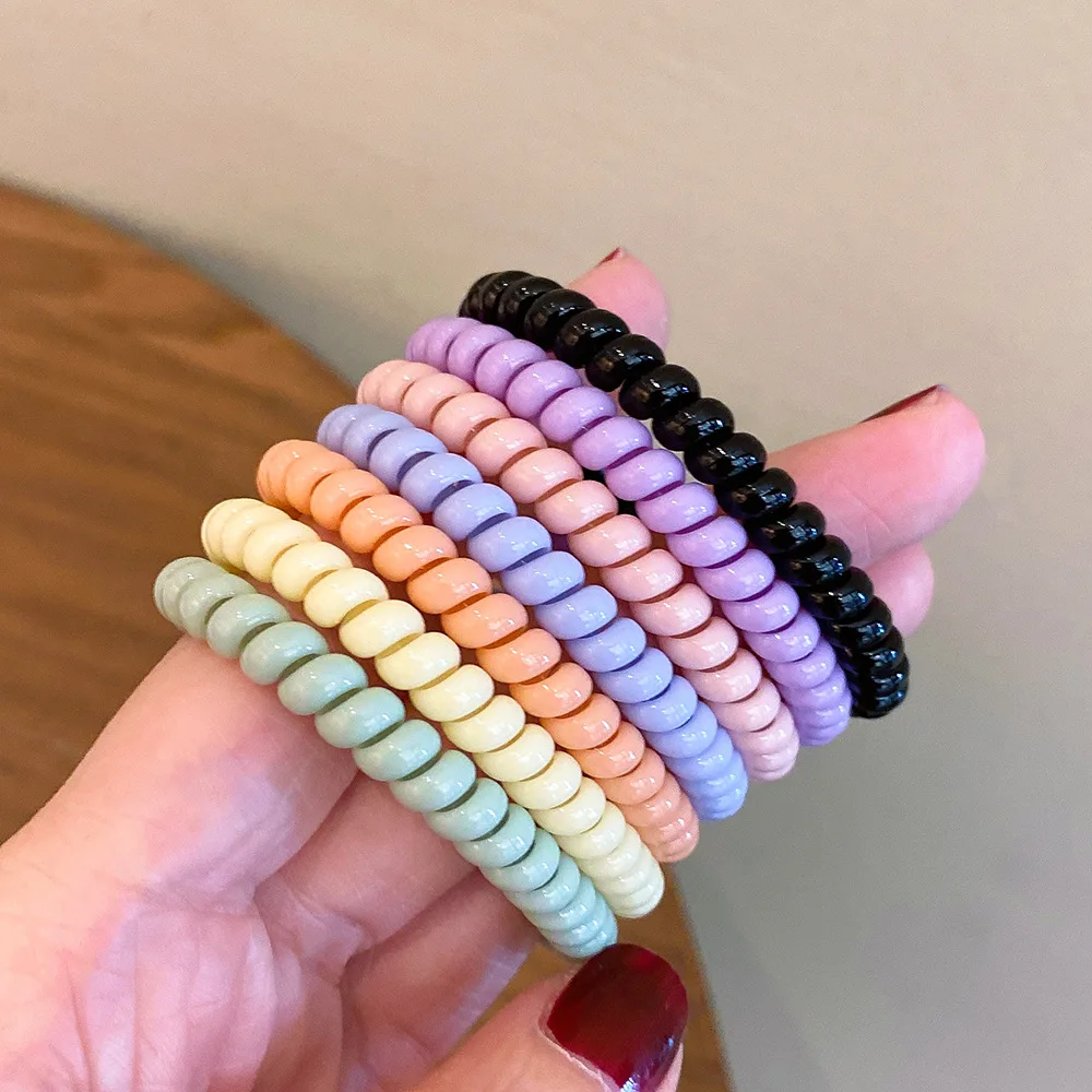 7 Colors Telephone Wire Hair Tie Spring Hair Coil Elastic Hair Band Women Girls Ponytail Holder Accessories