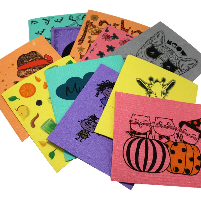 Eco-Friendly colorful Wood Pulp dish cloth Cellulose dishcloth cotton