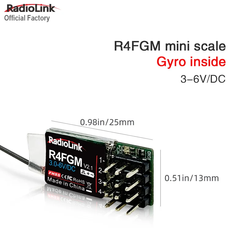 Радиоуправляемый гироскоп-приемник Radiolink R4FGM 2,4G 4 канала для мини-радиоуправляемых автомобилей 1/28 и лодок для радиоуправляемого автомобиля RC4GS V3 RC6GS оптом
