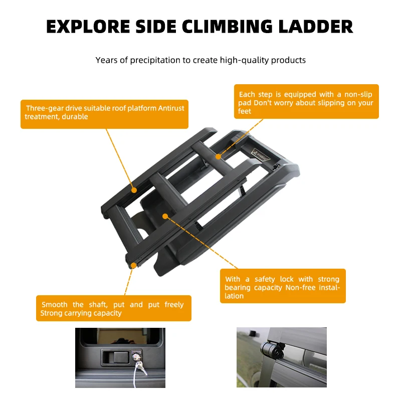 Customizable Simple Car Racks Retractable 300L Rooftop Platform with Rear Ladder Aluminum Alloy Roof Rail for Travelers