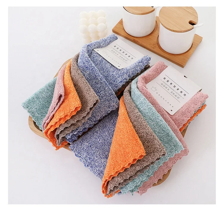 Cheap Microfiber Cleaning Cloth Rag High Absorbent 5PCS Per Pack Quickly Dry Coral Velvet Dish Kitchen Towel