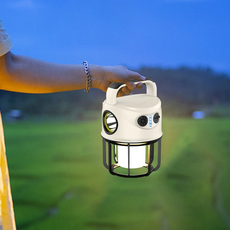 Portable Mini USB Rechargeable Battery-Powered LED Camping Lantern Waterproof 4 Modes Emergency Warning Lamp Dimmable Outdoor