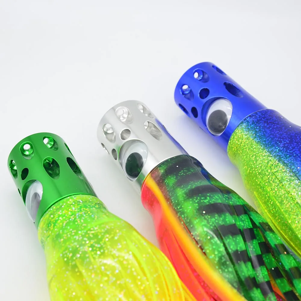 Factory Price high speed tuna lures trolling marlin big game fishing marlin lure skirts Metal Head deep diving trolling lures
