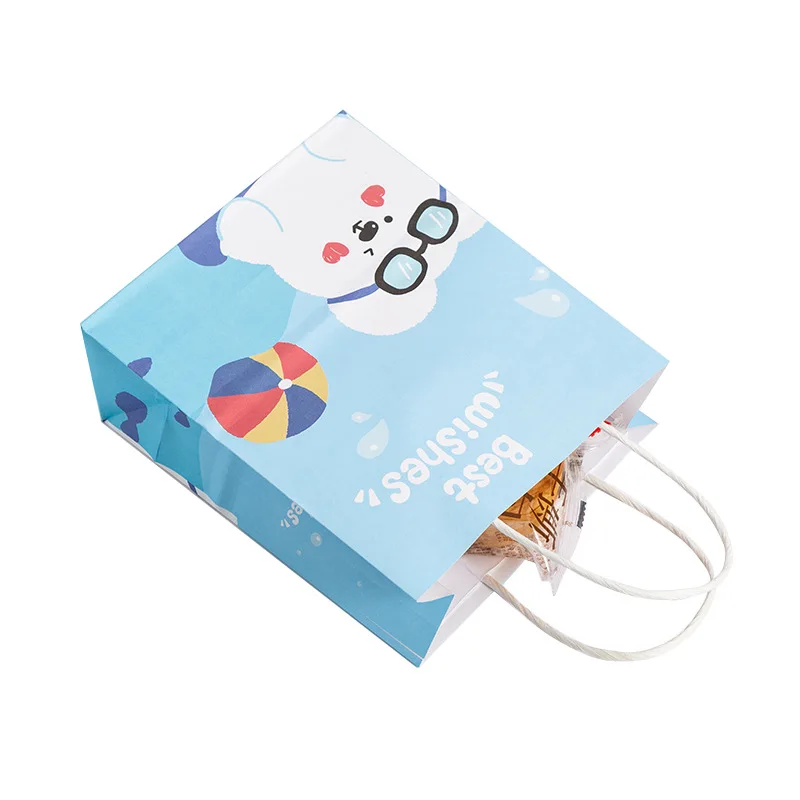 Cartoon kraft paper bag ins simple and cute Korean style bear snack packaging bag birthday companion shopping portable gift bags