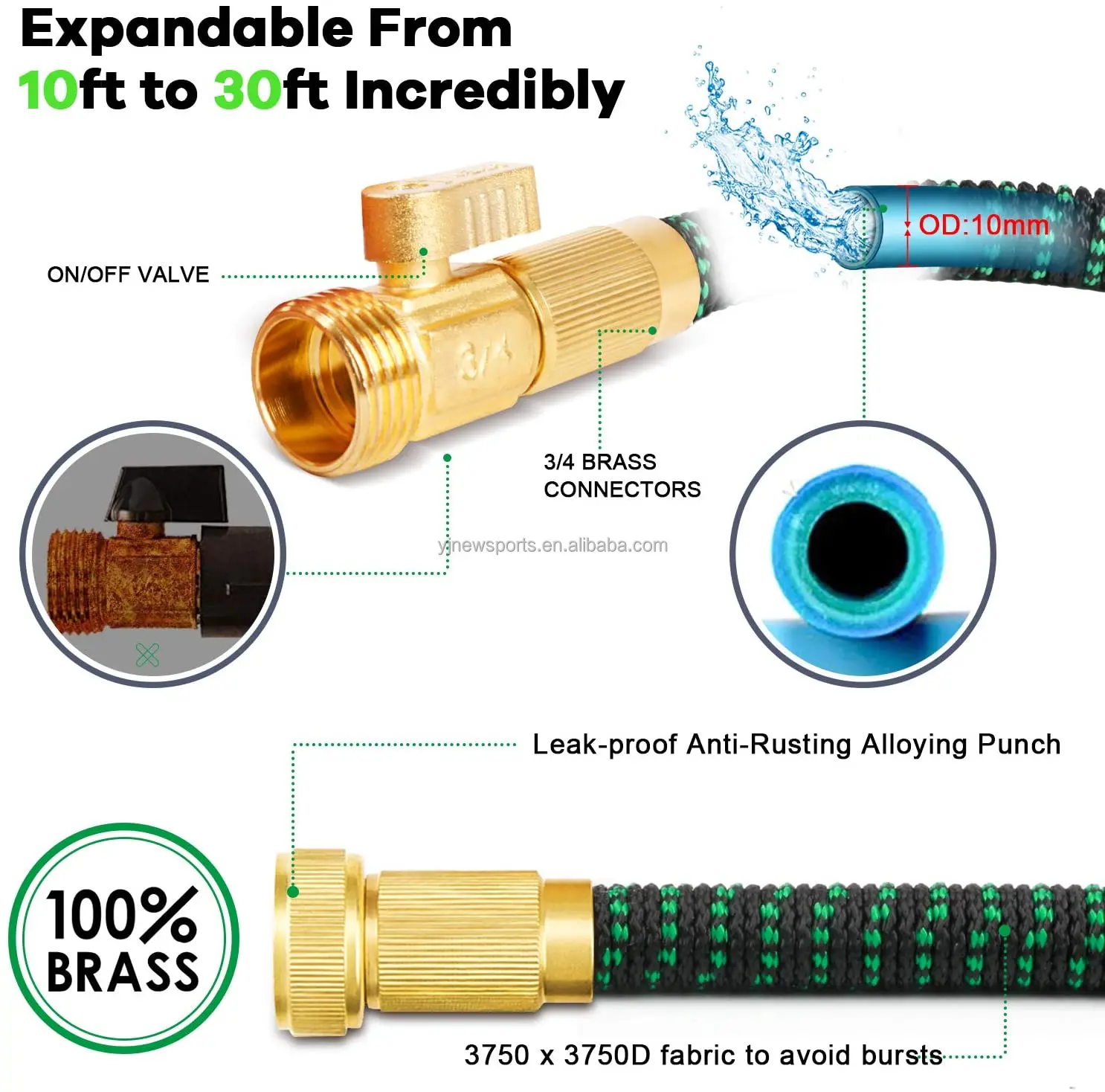 OEM 25Ft/50Ft/75Ft/100Ft Anti-Corrosion latex Expandable  Magic Garden Hose Pipe