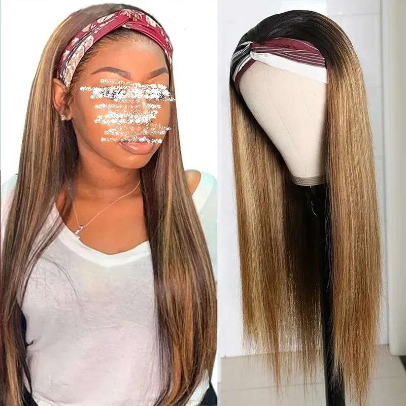 Headband Wig Human Hair Water Wave 16 18 20 22 24 Inch Brazilian Kinky Curly Human Hair Scarf Wigs For Women Glueless No Sew In