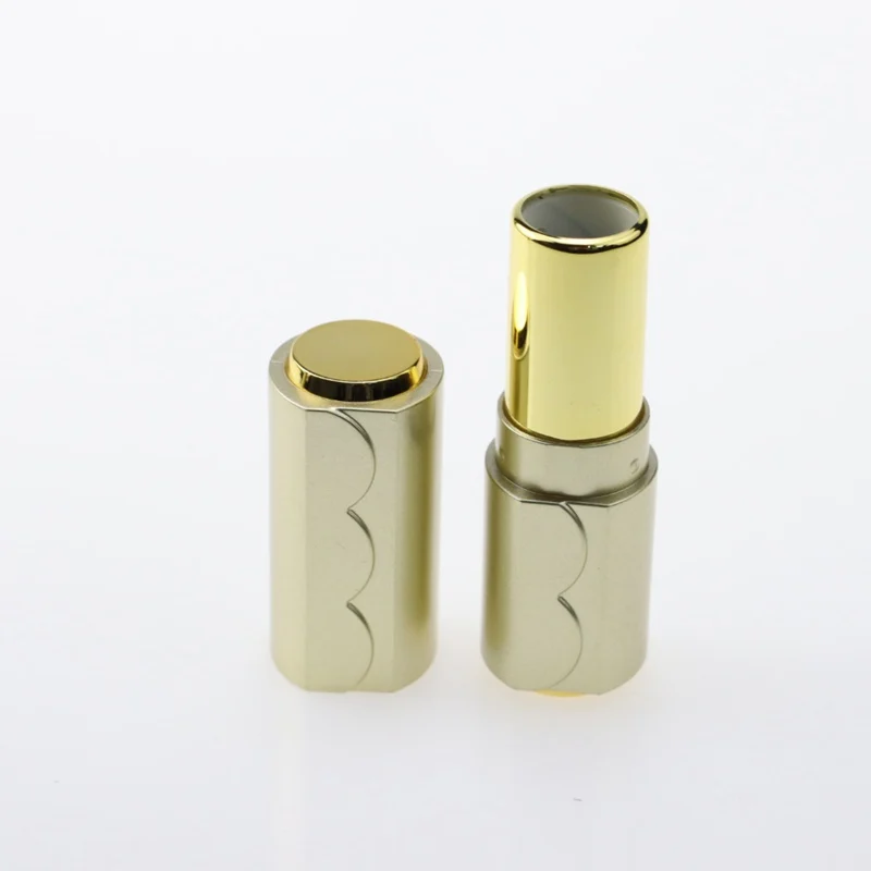 Luxury green gold round handmade empty DIY custom logo plastic lipstick tubes with waves